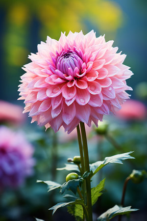 Beautiful pink dahlia flower in the garden, close upの素材