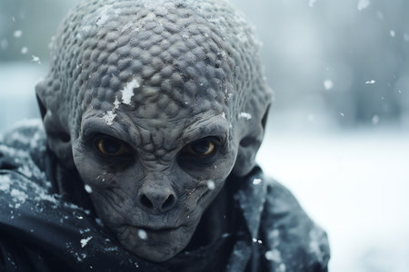 Alien in the snow. concept of alien interactionの素材
