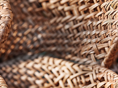 Close-up of a wicker basket. Abstract background and texture.の素材