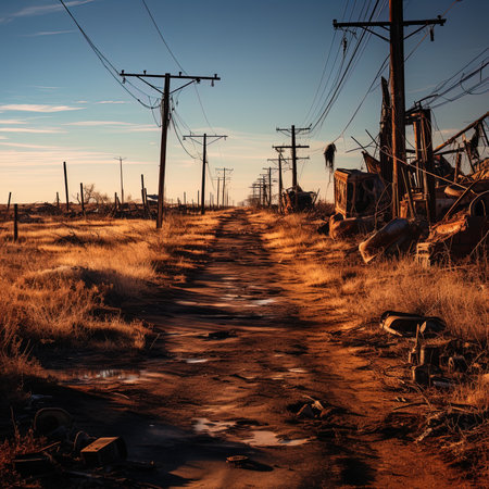 Abandoned oil and gas industry in the desert of Arizona.の素材