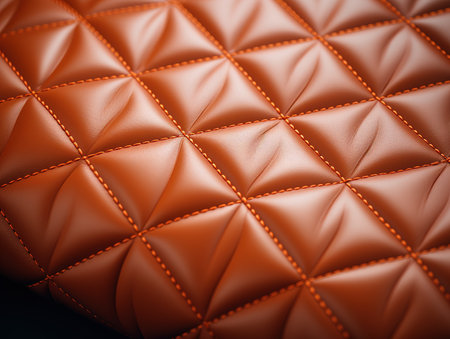 Closeup of a brown leather upholstery texture background. 3d renderの素材