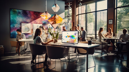 Business people working together in creative office. Business people working together in creative office.の素材