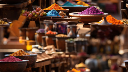 Colorful spices on the traditional bazaar in Istanbul, Turkey.の素材