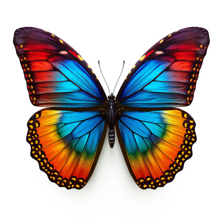Colorful butterfly isolated on white background. Clipping path included.の素材