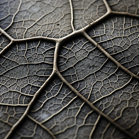 Closeup of a leaf texture with some shades and textures on itの素材