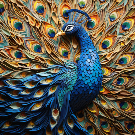 Peacock in the form of a multicolored peacockの素材