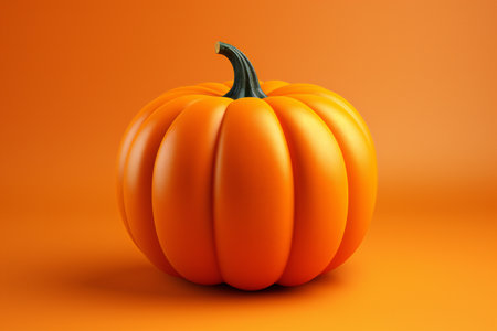 Pumpkin isolated on orange background. 3d render illustration.の素材