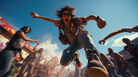 Athletes have fun at Expo, universal exposition on the theme of food in Milan.の素材