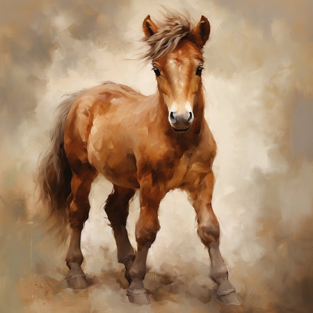 Digital painting of a foal in pastel colors. Digital painting.の素材