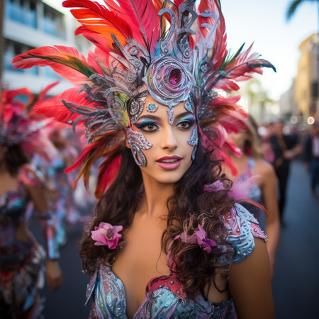 Participants in the carnival in Cartagena, Colombia. The carnival is one of the biggest carnival in the worldの素材