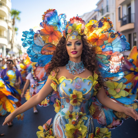Participants in the Carnevale Carnival in Cartagena, Colombia. Carnevale Carnival is one of the biggest carnival in the worldの素材