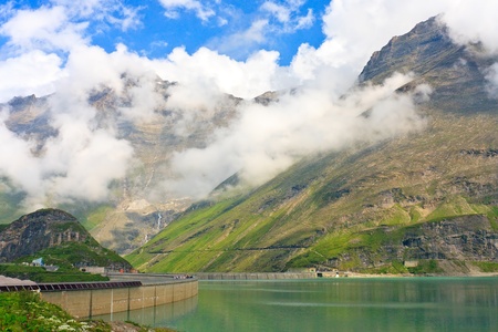 Concrete dam wall of Kaprun power plant (no people), Salzburg Alps, Austria の写真素材