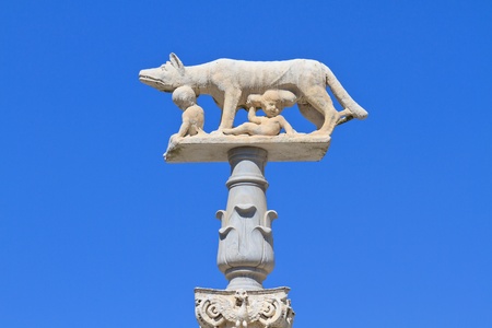 Romulus and Remus with Wolf Statue, Siena, Italyの写真素材