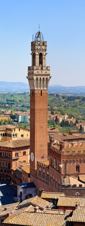 Panorama (HighRes) of Siena Bell Tower, Palazzo Pubblico (Palazzo Comunale), Italyの写真素材