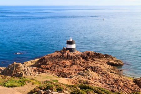 Noirmont Point Lighthouse, St. Aubin`s Bay, Jersey, The Channel Islandsの写真素材