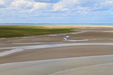 Mont Saint Michel Coastline, Normandy / Brittany, Franceの写真素材