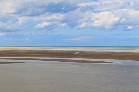 Mont Saint Michel Coastline, Normandy / Brittany, Franceの写真素材