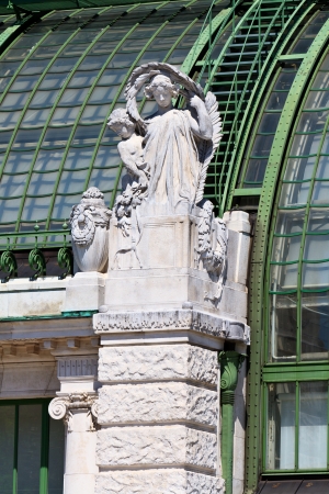 Architectural details of Palmenhaus and Hofburg palace in Viennaの写真素材