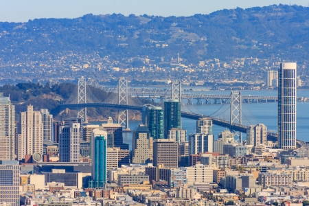San Francisco Downtown seen from Twin Peaksの写真素材