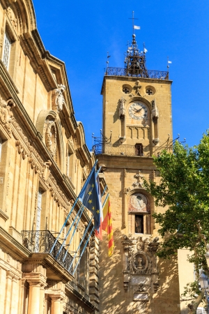 Clock Tower, Ville d'Aix-en-Provence, Provence, Franceの写真素材