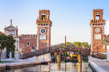 Venice, Arsenale historic shipyard, Gate and Canal Viewの写真素材