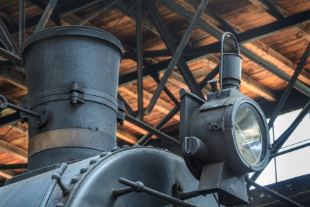 Details of old steam locomotiveの写真素材