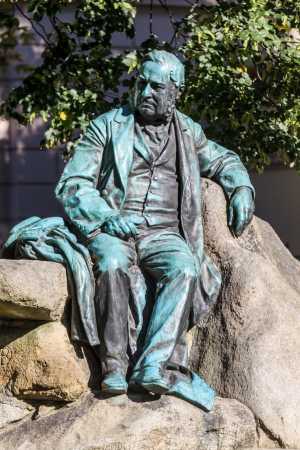 Statue of famous Austrian writer and poet Adalbert Stifter in Linz, Austriaの写真素材