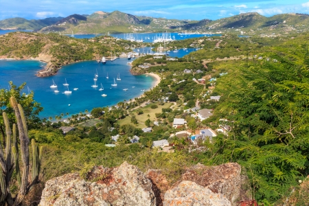 Antigua Bay, view from Shirely Heights, Antigua, West Indies, Caribbeanの写真素材