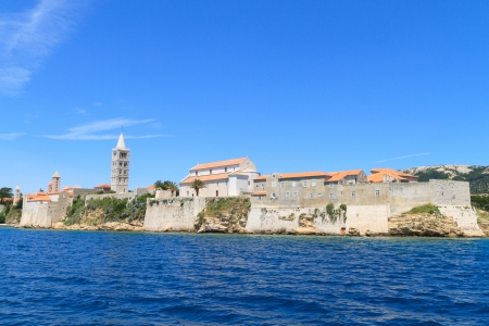 Croatian island of Rab, view on city and fortifications, Croatiaの写真素材