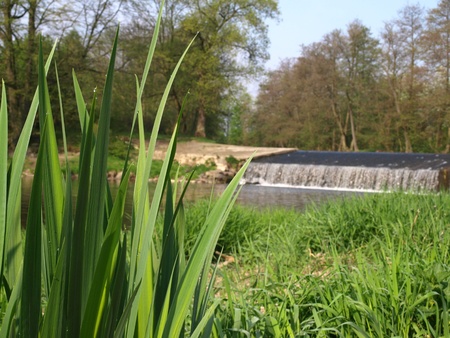 River scenery with old wierの写真素材