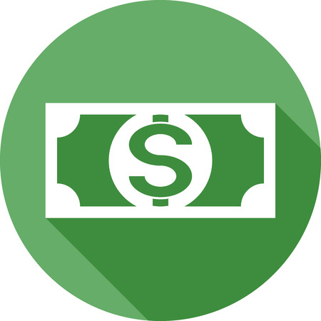 Dollar bill flat icon with long shadowのイラスト素材