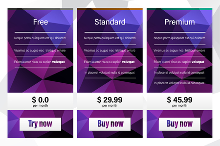 Pricing tables for webのイラスト素材