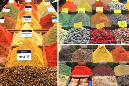 Teas, herbs and spices in Grand Bazaar, Istanbul, Turkeyのeditorial素材