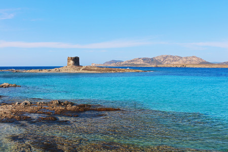 Beautiful La Pelosa beach in Stintino, Sardinia, Italy の写真素材
