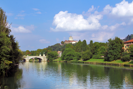 Monte dei Cappuccini and river Po, Turin, Italyのeditorial素材