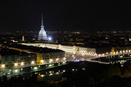 Turin city center with Mole Antonelliana-Turin, Italy, Europeの写真素材