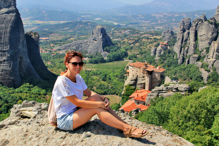 Panoramic view of Meteora Monastery, Greeceの写真素材