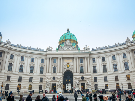 VIENNA, AUSTRIA - FEBUARY 17, 2018: Hofburg Imperial Palace the almost famous blue sky winter season in Vienna, Austria.のeditorial素材