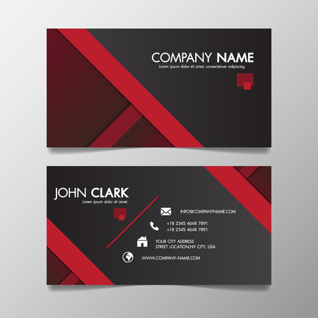 Red and black modern creative business template patterned and name card,horizontal simple clean  design minimal icon concept, layout in rectangle size.のイラスト素材