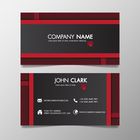 Red and black modern creative business template patterned and name card,horizontal simple clean  design minimal icon concept, layout in rectangle size.のイラスト素材