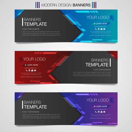 Abstract horizontal business banner geometric shapes design web set template background or header Templates place for text.のイラスト素材
