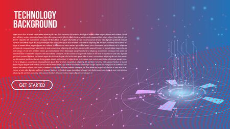 Abstract technology background Hi-tech communication concept, technology, digital business, innovation, science fiction scene vector illustration with copy-space.のイラスト素材