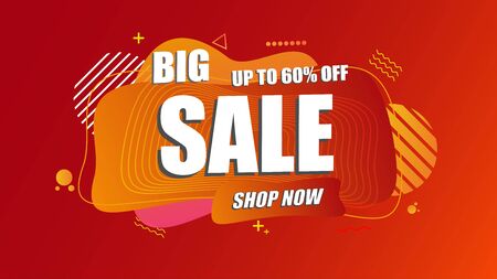Sale banner template geometric abstract shape design with big sale special discount promotion offer. Red color theme. Rounded speech end of season special offer banner.のイラスト素材