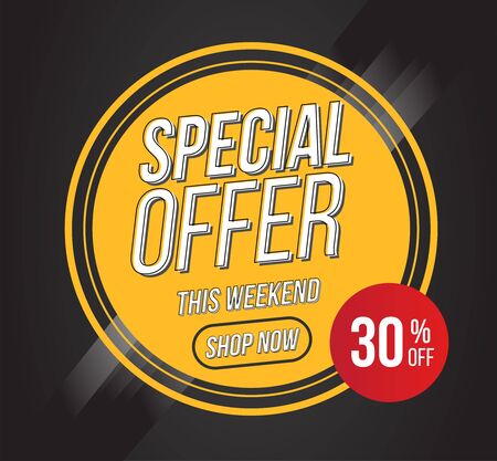 Special offer sale banner template design, up to 30 percent off.End of season discounts advertising clearance promotion and shopping concept.のイラスト素材