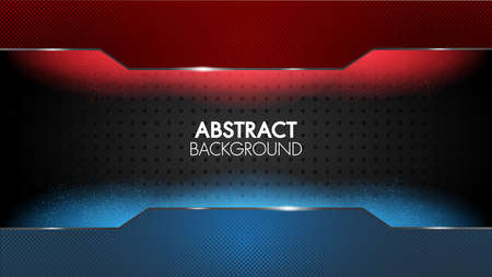 Black abstract mat geometric red and blue background elegant futuristic glossy red and blue light with grid line.Modern shape concept.のイラスト素材