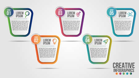 Infographic modern timeline design vector template for business with 5 steps or options illustrate a strategy. Can be used for workflow layout, diagram, annual report, web design, team work.のイラスト素材