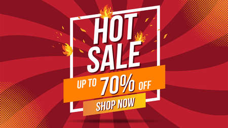 Hot Sale Fire Burn template banner concept design, Big sale special offer.End of season special offer banner shop now.Can be used for poster ,flyer and banner.のイラスト素材