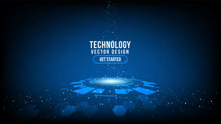 Abstract technology background Hi-tech communication concept, technology, digital business, innovation, science fiction scene vector illustration with copy-space.のイラスト素材