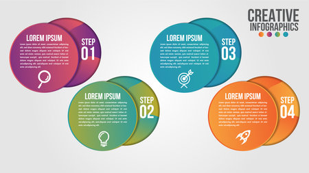 Infographic modern timeline design vector template for business with 4 steps or options illustrate a strategy. Can be used for workflow layout, diagram, annual report, web design, team work.のイラスト素材
