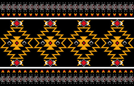 Abstract of orange and red geometric native in pattern seamlessのイラスト素材